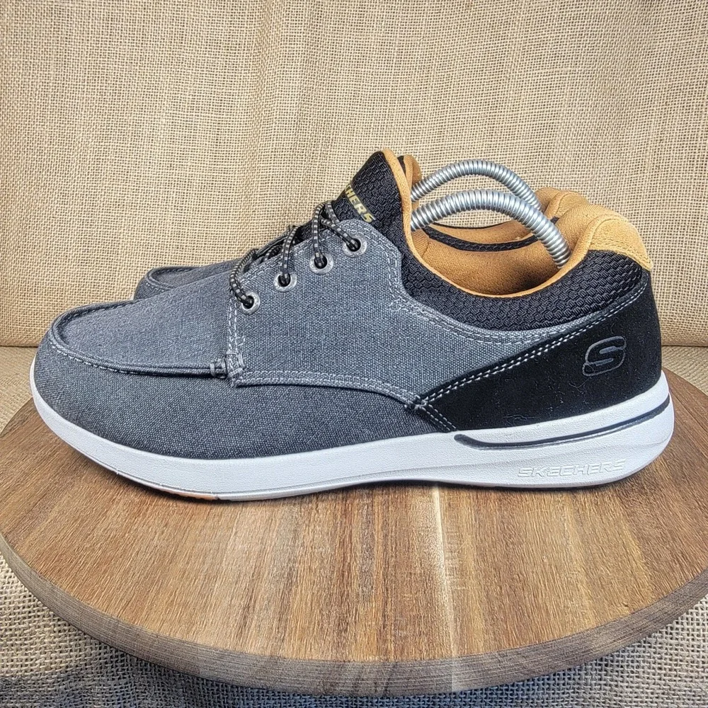 Skechers Elent Mosen Boat Shoes Air Cooled Memory Foam Extra Wide Gray Men's 9.5